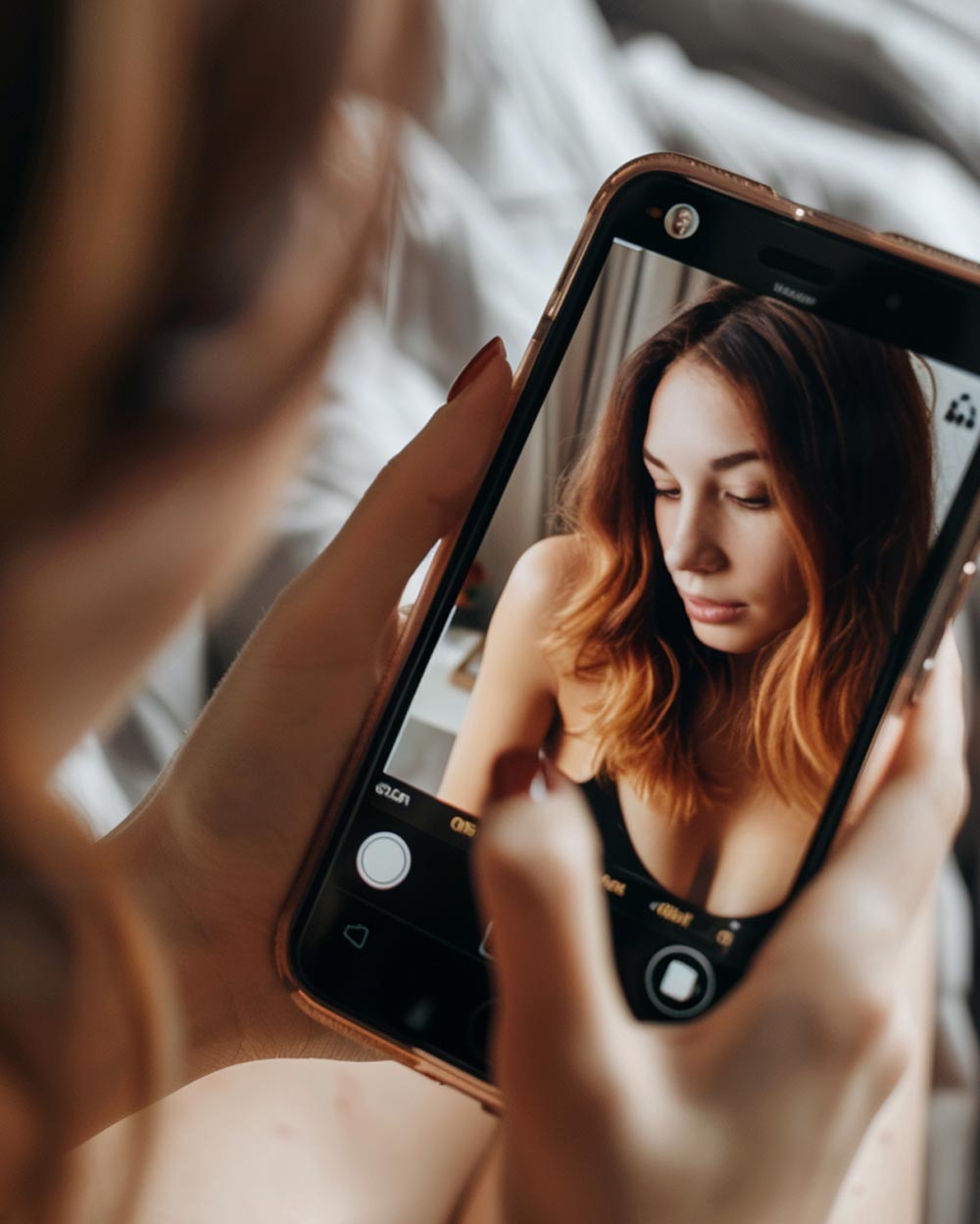 Une femme envoyant un selfie